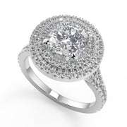 Kali Double Halo Pave Cushion Cut Diamond Engagement Ring - Nivetta
